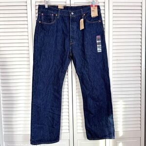 Levi's 501 Original Mens Jeans 38x30 Straight Leg Button Fly Dark Wash